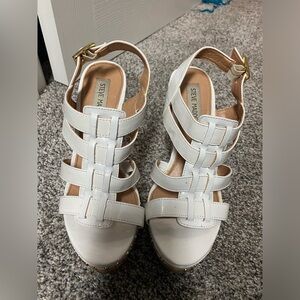 Steve Madden Fever White Wedge Sandals